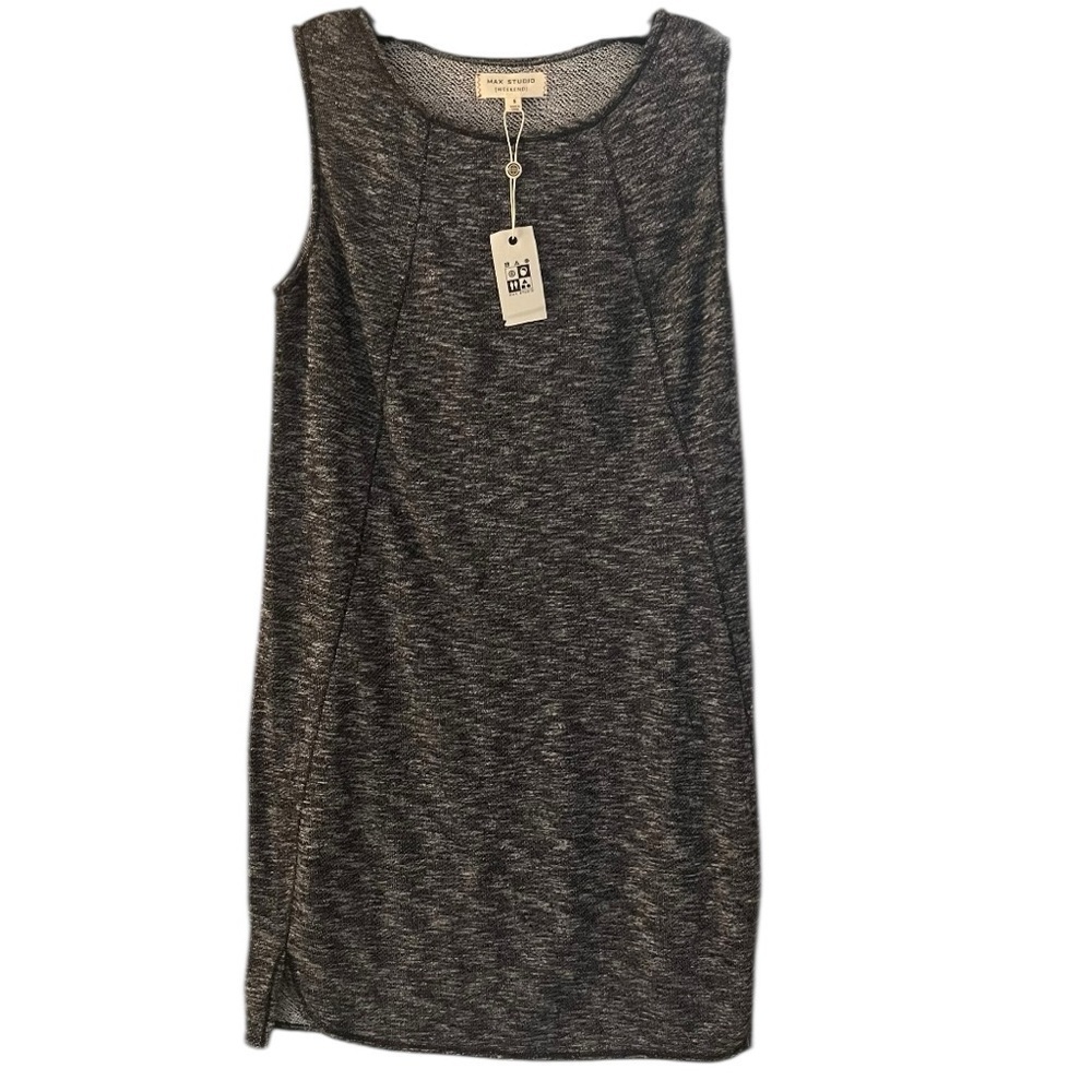 Max Studio Weekend Charcoal Space Dye French Terry Knit Dress Sleeveless Sz S - Picture 1 of 8